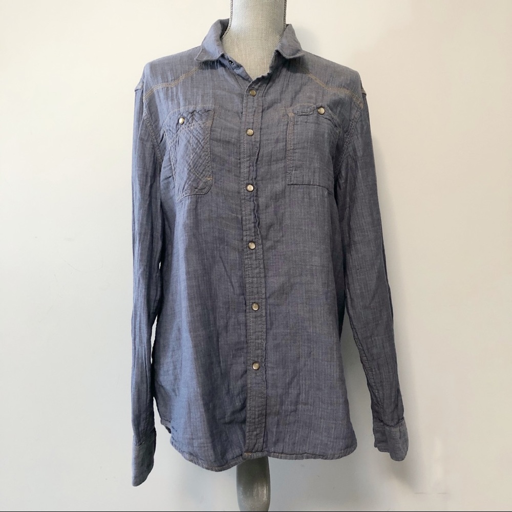 American Rag chambray shirt denim button up shirt darker wash